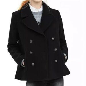Banana Republic Swing Peacoat – Classic Black | Timeless & Elegant